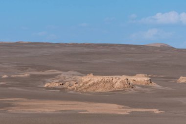 Kalut ya da kum taşlarının oluşumu ya da sınır ya da sahara çölü, İran. Çölün doğa ve manzaraları. Orta Doğu Çölü