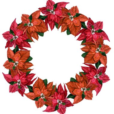 Puantiyeli suluboya Noel çelengi. Tasarım, baskı veya arkaplan için yeni yıl çelengi