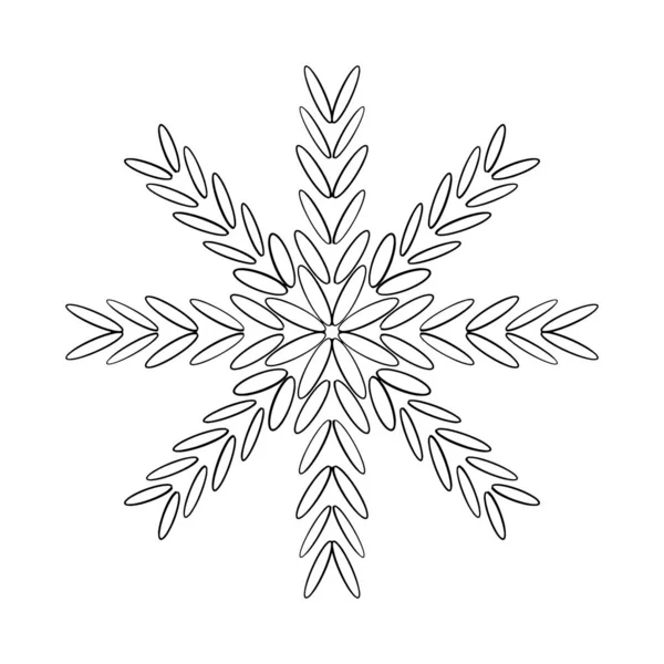 Christmas Mandala Snowflake Mandala Element Coloring Book Black Lines White — Stock Vector