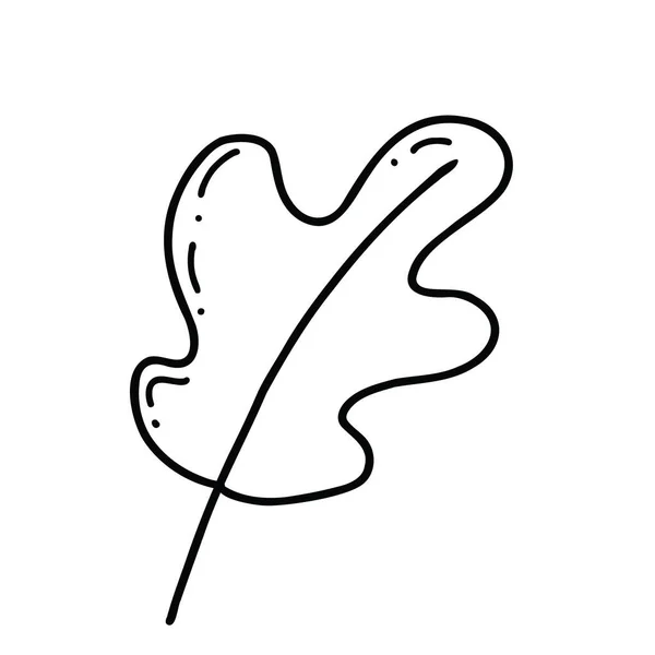 Дудл Дубовый Лист Изолирован Белом Фоне Детальная Векторная Иллюстрация Ручной — стоковый вектор