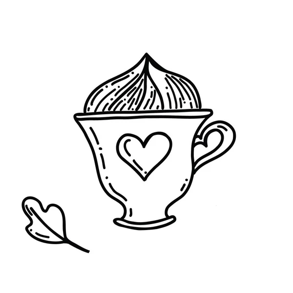 Café Chá Esboço Vetorial Desenho Linha Contínua Bebida Quente Café —  Vetores de Stock