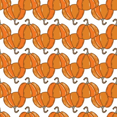 Balkabağı pürüzsüz desen. Hasat festivali ya da Şükran Günü için balkabağı arkaplanı. Sonbahar balkabaklarının arka plan deseni. Sonbahar için mükemmel, Şükran Günü, kumaş, doku. Kusursuz tekrarlama kumaşı.