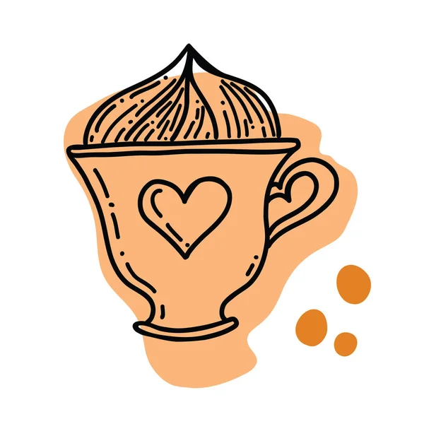 Чашка Кофе Чай Векторный Скетч Непрерывный Рисунок Линии Горячий Напиток — стоковый вектор