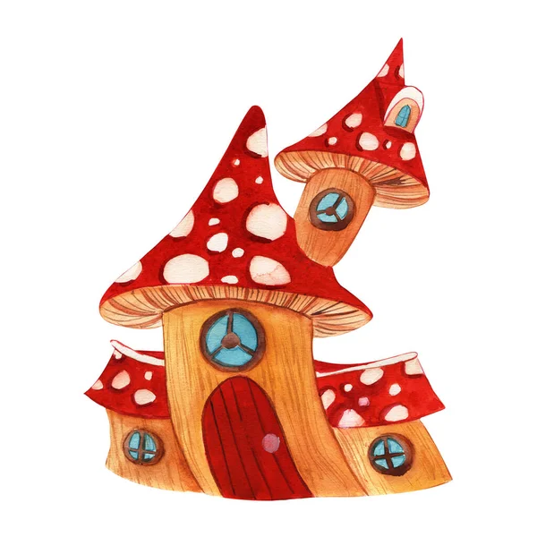 Будинок Watercolor Fantasy gnome, маленький будинок. У Гномі є ікони, будинок фантазій, зроблений з рослин.. — стокове фото
