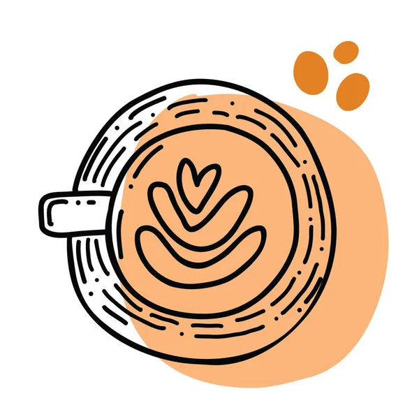 Kaffeezeit-Plakatkonzept. Kaffeekartendesign. Handgezeichnete Doodle-Illustrationen, Tassen und Süßigkeiten. — Stockvektor