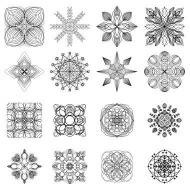 Mandala koleksiyonu. Noel mandala 'sını hazırla. Kar Tanesi Mandala. Renklendirme için yuvarlak element.