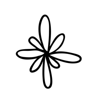 Beyaz arka planda sarı şekilli şirin bir yıldız. Doodle tarzı. Noel yıldızı. Tebrik kartı, el ilanı, poster veya çıkartma için tasarım ögesi. Tatil sembolü