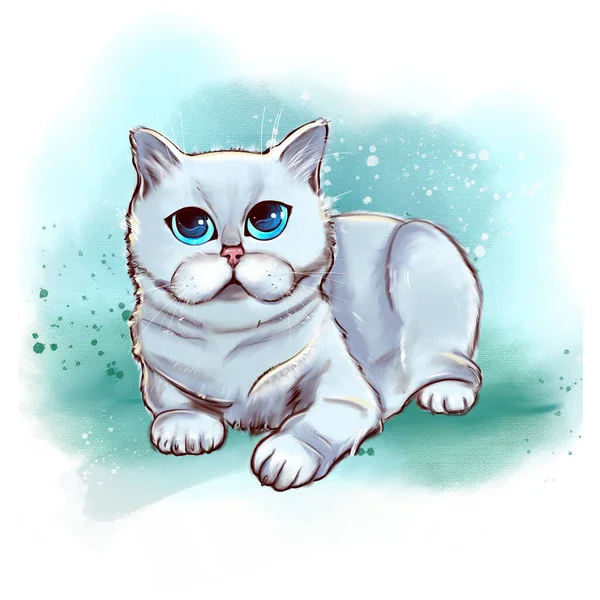 Britânico Longhair Gato Isolado Fundo Branco Ilustração Arte Digital Gatinho — Fotografia de Stock