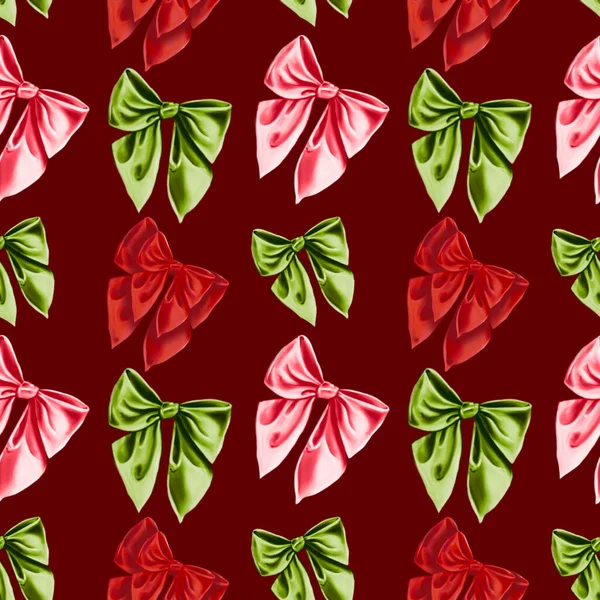 Seamless pattern with bow tie. Christmas holiday beautiful hand drawn bows — Stock Photo, Image