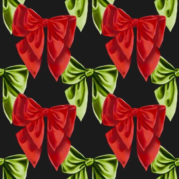 弓タイでシームレスなパターン。クリスマス休暇美しい手弓を描いた — ストック写真