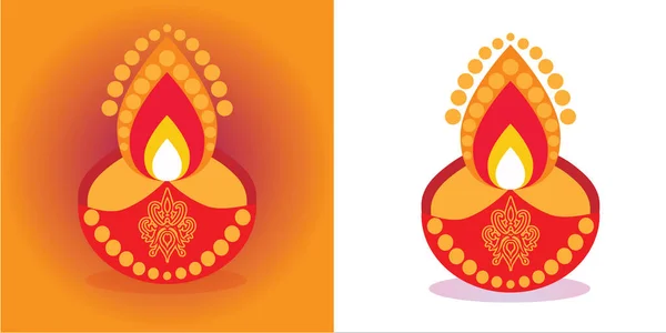 Diwali Candle Flat Design Ícone da Índia com sombra lateral. — Vetor de Stock
