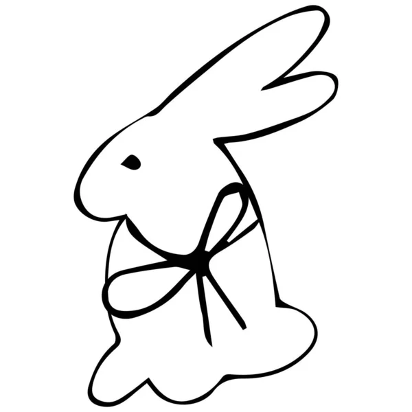 Zajíc, černobílá vektorová ilustrace pro omalovánky. Velikonoční zajíček s mrkví. — Stockový vektor