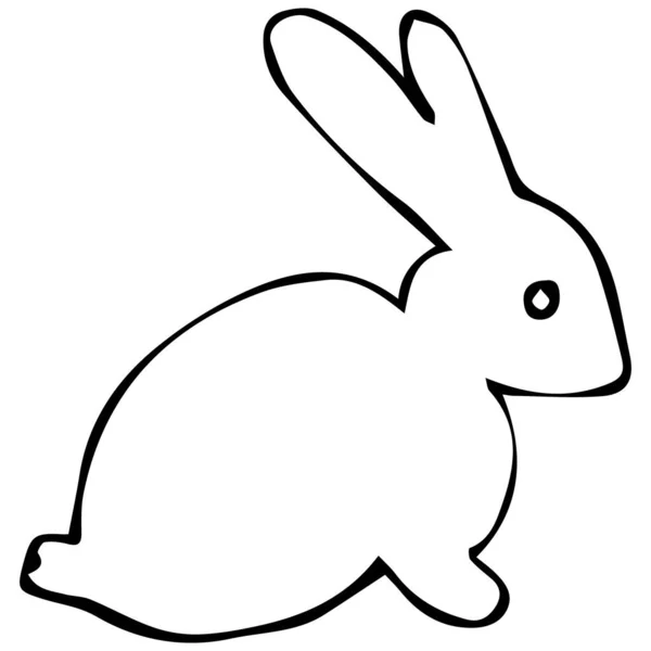 Liebre, ilustración vectorial en blanco y negro para colorear libro. Conejo de Pascua con una zanahoria. — Vector de stock