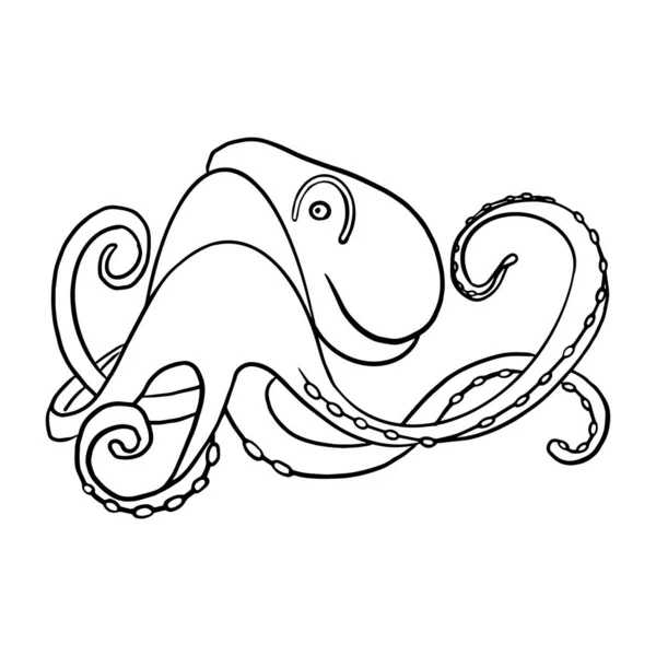 Sualtı Ahtapotu Mürekkep Balığı Mürekkep Balığı Şeytan Desenli Güzel Çizimler — Stok Vektör