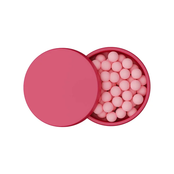 Frasco Blusher Bola Rosa Isolado Fundo Branco Bola Rosa Blush — Fotografia de Stock