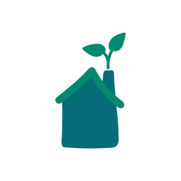 Πολύχρωμο Σκίτσο Eco House Εικονίδιο Φύλλα Διάνυσμα Λευκό Φόντο Πολύχρωμο — Διανυσματικό Αρχείο