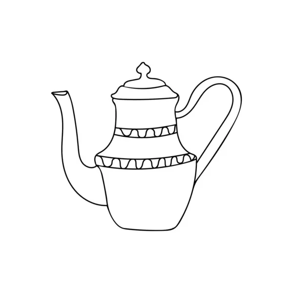 Ручной Рисунок Антикварный Чайник Векторе Дудл Антикварный Чайник Иллюстрация Векторе — стоковый вектор