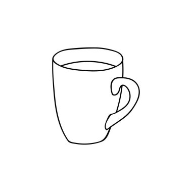 Vektör olarak çay illüstrasyonlu karalama çay bardağı. Elle çizilmiş çay fincanı çizimi.
