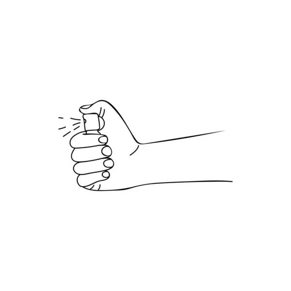 Рука Намальована Ілюстрація Руки Натискає Розпилювач Doodle Ілюстрація Ручного Натискання — стоковий вектор