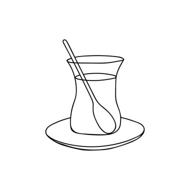 El yapımı Türk çay bardağı. Vektör olarak karalama Türk çay bardağı. Azerbaycan çay bardağı armudu