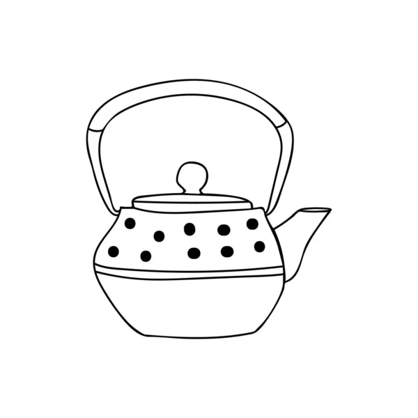 Handgezeichnete Teekanne Illustration Vektor Gekritzelte Teekanne Illustration Vektor Handgezeichnetes Teekannen — Stockvektor