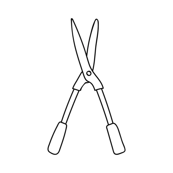 Doodle Tuinschaar Met Hand Getrokken Tuinschaar Doodle Pruner Illustratie Vector — Stockvector