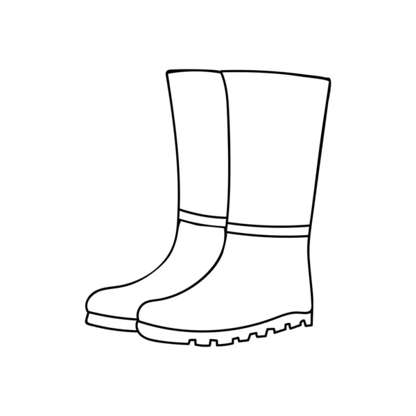 Ikon Sepatu Boot Doodle Tukang Kebun Vektor Ikon Sepatu Bergambar - Stok Vektor