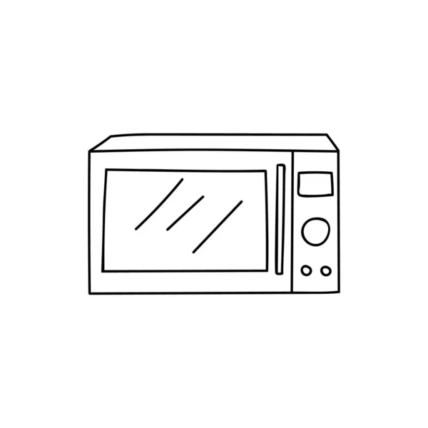 Icona Del Microonde Doodle Nel Vettore Icona Microonde Disegnata Mano — Vettoriale Stock