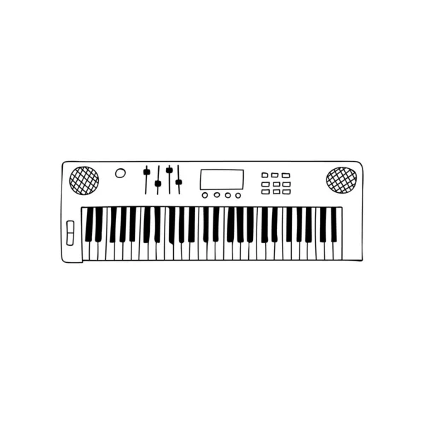 Doodle Synthesizer Illustratie Vector Handgetekend Synthesizer Icoon Vector — Stockvector