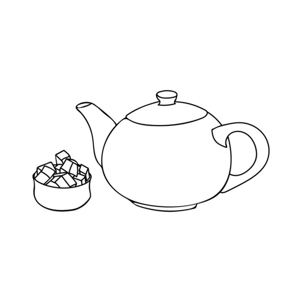 Doodle Illustration Teapot Sugar Cubes Hand Drawn Illustration Teapot Sugar — 图库矢量图片