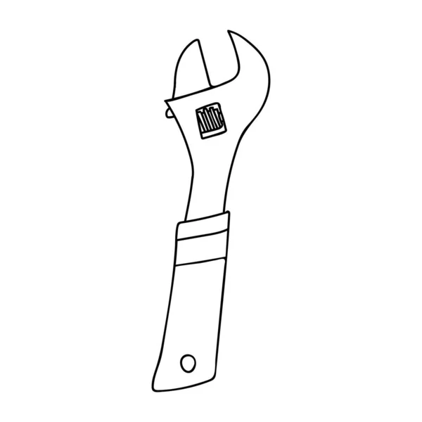 Wrench Construction Tool Doodle Icon Hand Drawn Wrench Doodle Repair — Stock vektor