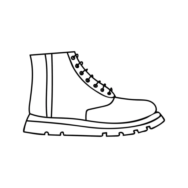 Doodle Hiking Boots Illustration Vector Hand Drawn Autumn Boots Icon — стоковый вектор