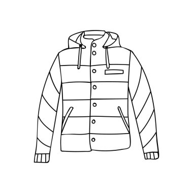 Ceketli adam vektör olarak çizim yapıyor. El çizimi adam ceketi simgesi vektör olarak