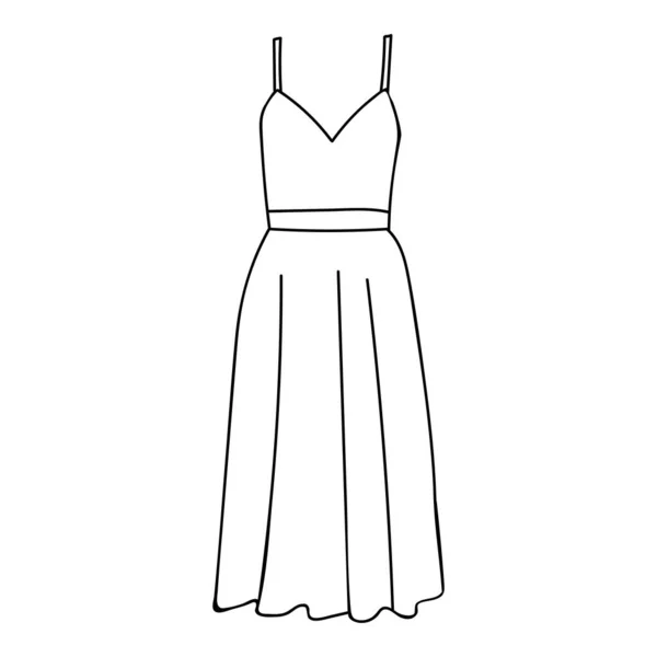 Doodle Summer Dress Vector Illustration Hand Drawn Dress Icon Vector — Stock vektor