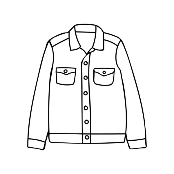 Denim Jacket Doodle Illustration Vector Hand Drawn Denim Jacket Icon — Vetor de Stock
