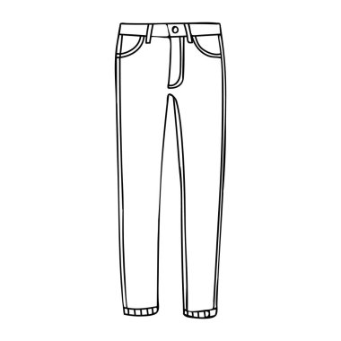 Hand drawn denim jeans illustration in vector. Doodle denim jeans icon in vector.