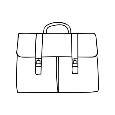 Doodle illustration of business suitcase. Hand drawn briefcase icon. Man bag doodle illustration in vector.