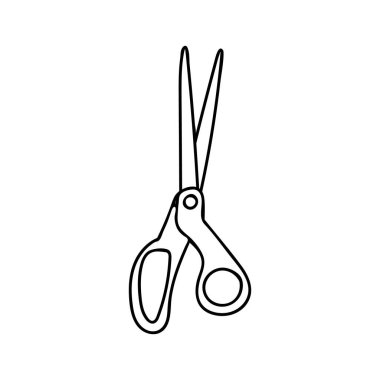 Doodle stationery scissor icon in vector. Hand drawn scissor icon in vector. Scissor doodle illustration in vector.