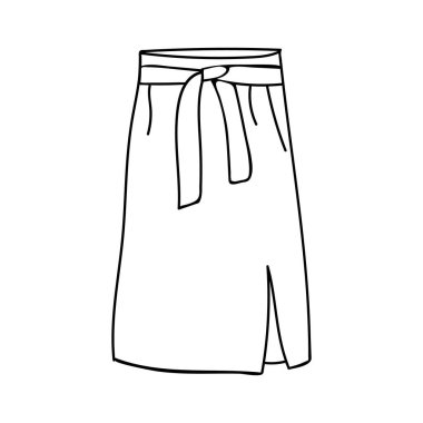 Doodle long skirt illustration in vector. Hand drawn woman skirt icon in vector.
