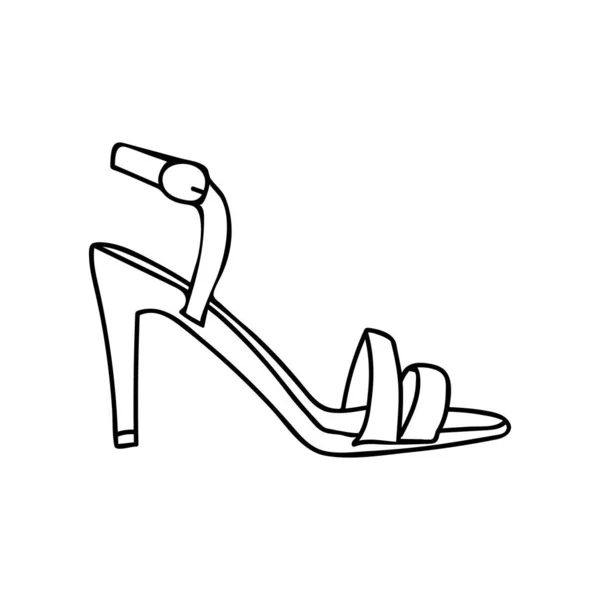 Tacchi Estivi Donna Disegnato Mano Doodle Donna Scarpe Illustrazione Vettore — Vettoriale Stock