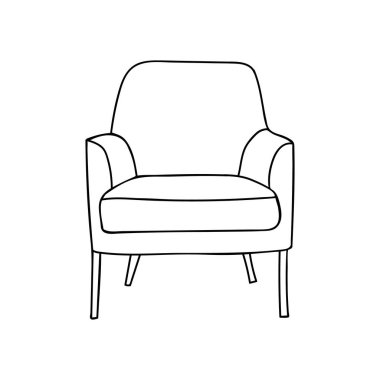 Koltuk karalama simgesi vektör. Vektörde elle çizilmiş koltuk simgesi