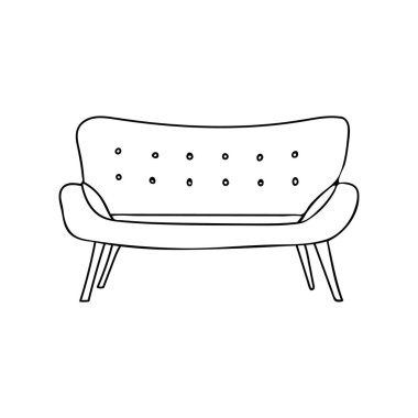 Vektör olarak kanepe ikonu. Kanepe el çizimi simgesi. Çizim kanepede vektör karalama