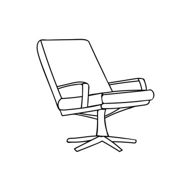 Ofis sandalyesi çizimi. Elle çizilmiş ofis sandalyesi çizimi. İşçi sandalyesi karalama simgesi.