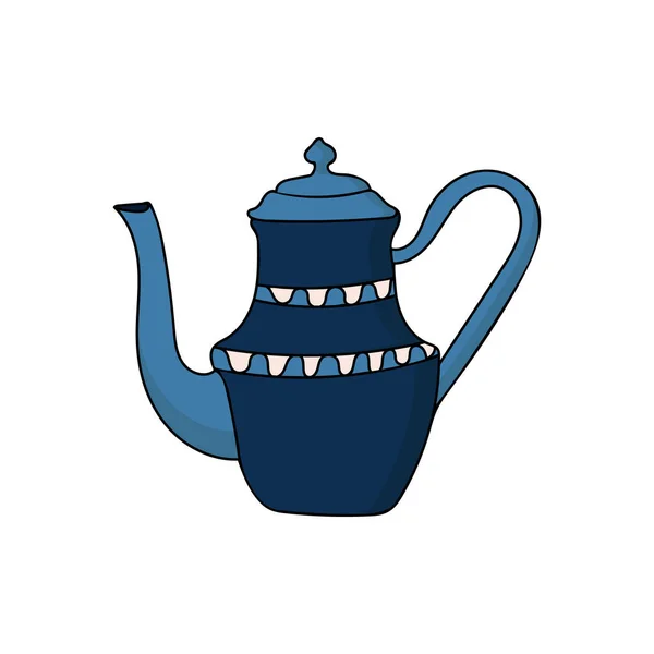Барвиста Антикварна Чайна Ілюстрація Векторі Барвисті Каракулі Антикварні Чайники Ілюстрації — стоковий вектор