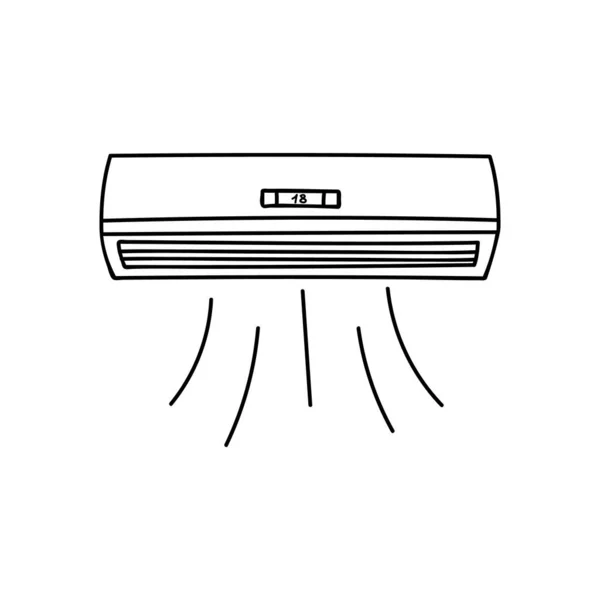 Doodle Air Conditioner Icon Vector 벡터에 손으로 에어컨 아이콘 — 스톡 벡터