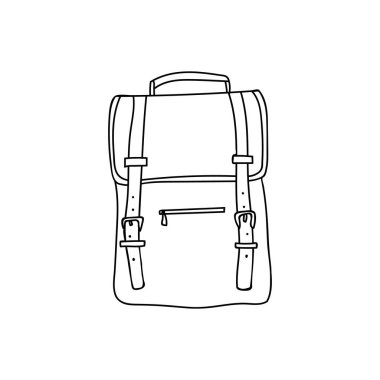 Kamp ikonu taşıyıcı olarak Doodle kamp ikonu. Vektör olarak el çizimi kamp sırt çantası simgesi