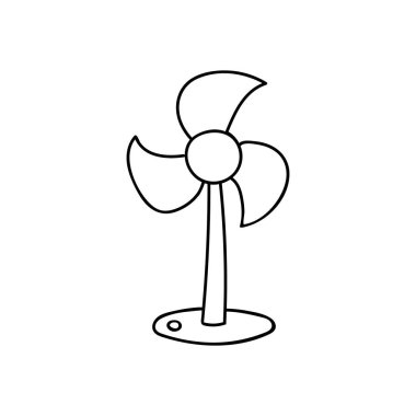 Beyaz üzerine izole edilmiş vektör ikonundaki Doodle vantilatörü. Beyaz üzerine izole edilmiş vektör içinde elle çizilmiş vantilatör simgesi
