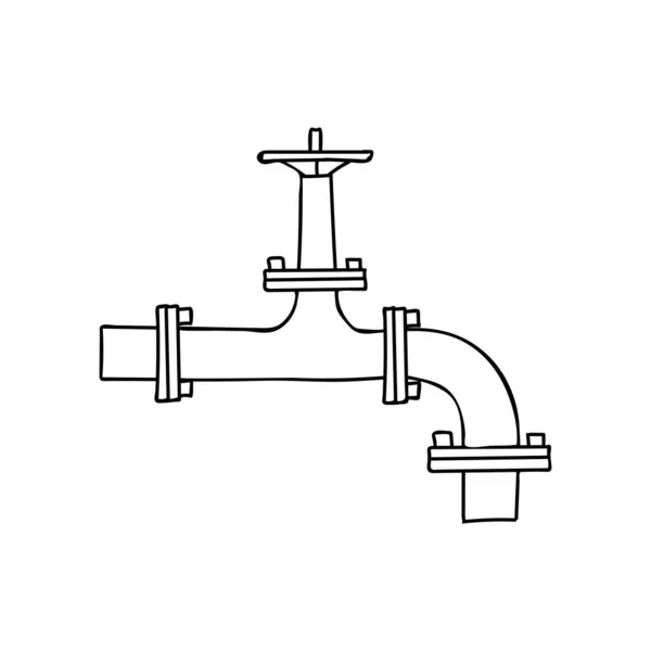 Vanalı Göstergeli Kartonpiyer Isıtma Sistemi Kapakçık Göstergeli Elle Çizilmiş Hvac — Stok Vektör