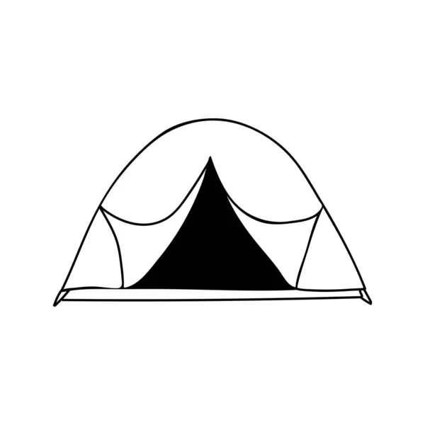 Значок Каракули Палатки Векторе Ручной Рисунок Иконки Палатки Кемпинга Векторе — стоковый вектор
