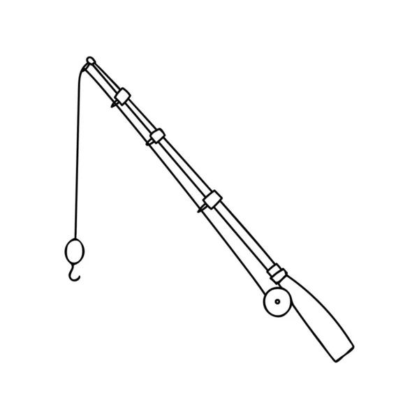 釣竿のアイコンをベクトルに入れます 手描き釣り竿のアイコンベクトル — ストックベクタ